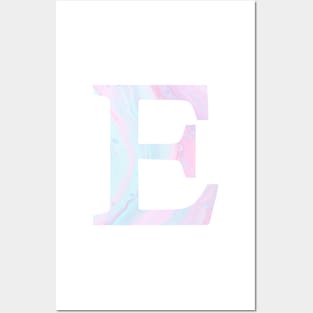 The Letter E Pink and Blue Marble Posters and Art